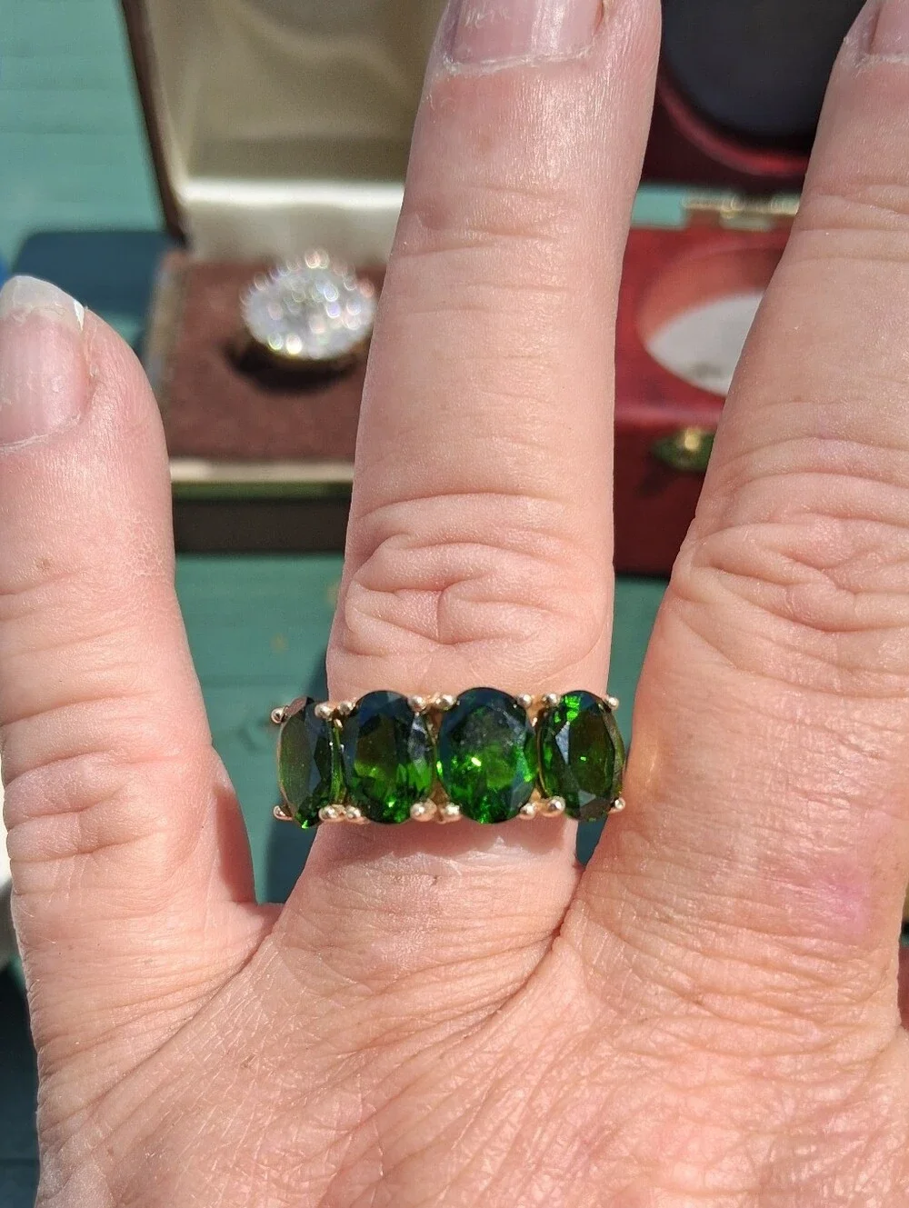 14Kt Gold 6 Carat Chromium Diopside Ring Size 8